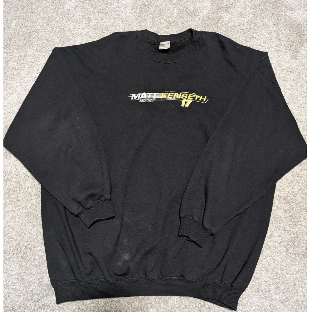 Matt Kenseth 17 Nascar Checkered Flag Sports Black Crewneck Sweatshirt Adult 2XL